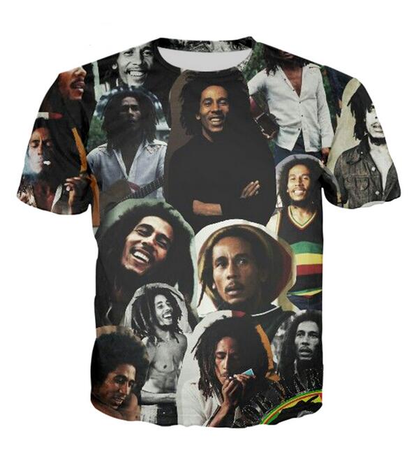 

New Arrive Hip Hop Summer Style Reggae Star Bob Marley Funny 3D Print Men Women Fashion T Shirt Tops Free Shipping XR086, White;black