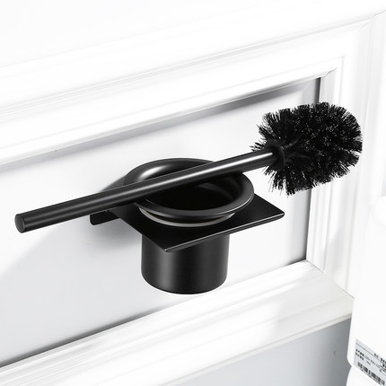 

Durable Handle Home Stainless Steel Lavatory Brush Accessory Bathroom Toilet Brush & Holder Set Wc Washroom Cleaning, Black