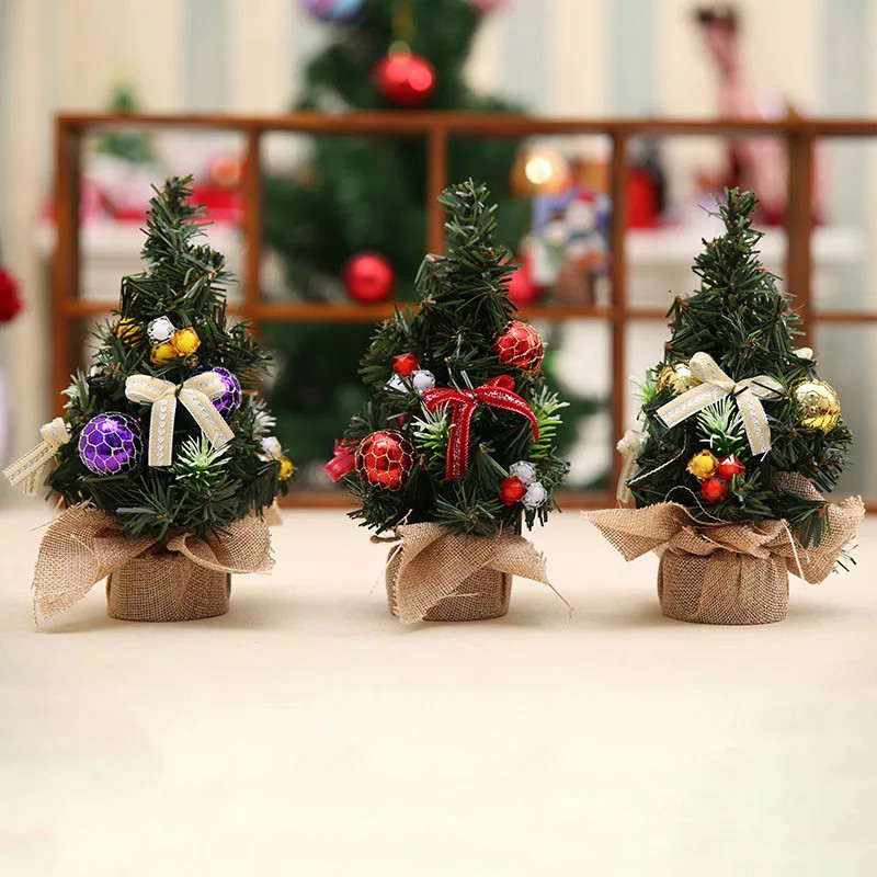 

3PC Christmas Tree arbol de navidad New Year's Jingle Bell Mini Christmas Tree adornos de navidad para casa choinka sztuczna
