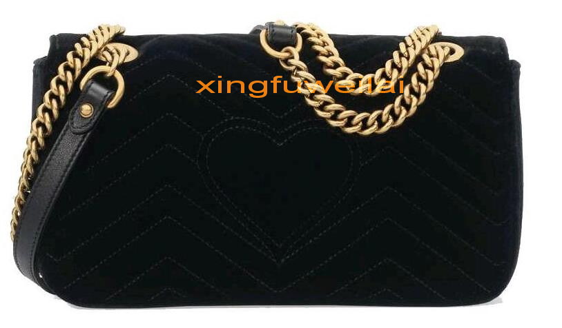 

Women Shoulder Bags Fashion Ladies Velvet Handbag Classic Gold Chain Bag Heart Style Woman Tote Messenger Handbags Top Quality, Red