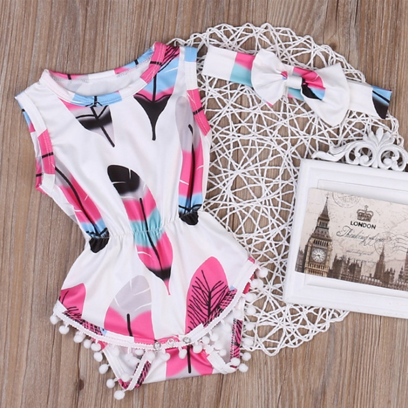 Newborn Baby Girls Clothes Floral Ruffle Halter Romper Jumpsuit Summmer Dress Sunsuit with Headband