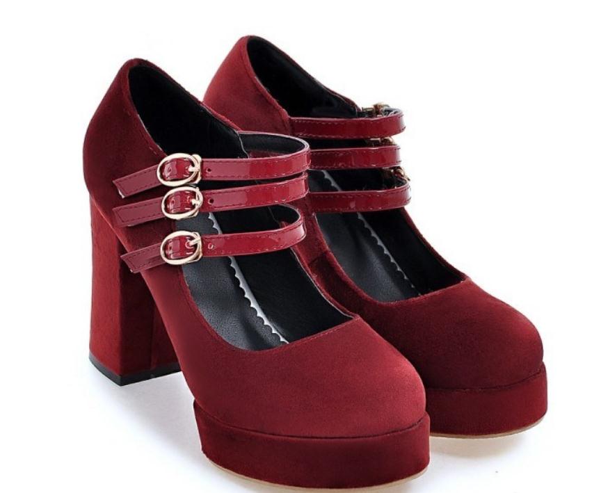 

2019 Suede Women's shoes in Spring and Autumn with New style High heel Coarse heel round head, Black