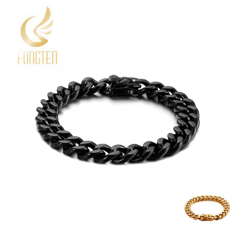 

Link, Chain 11mm Smooth Curb Bracelet Men Stainless Steel Silver/Gold/Black Color Cool Charm Clasp