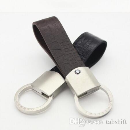 

fashion keychain unisex key chain real leather with stainless steel keychain keyring in white gold with black/brown-1PC
