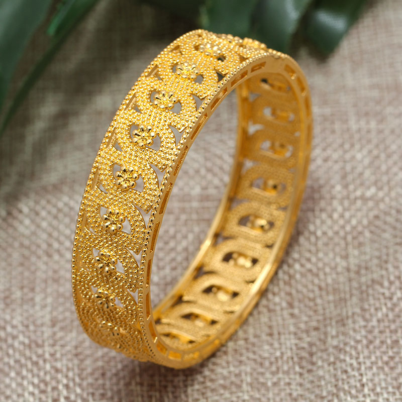 

Arabic Jewelry Dubai Gold Color Wedding Bangles For Women Ethiopian Jewelry African Bangles Bracelets Bridal
