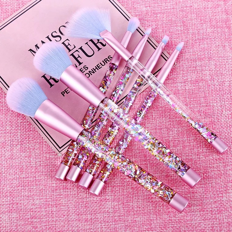 

7pcs Crystal Sequin Makeup Brush Set Loose Powder Foundation Blush Eyeshadow Eyebrow Lip Brushes Kit Cosmetic