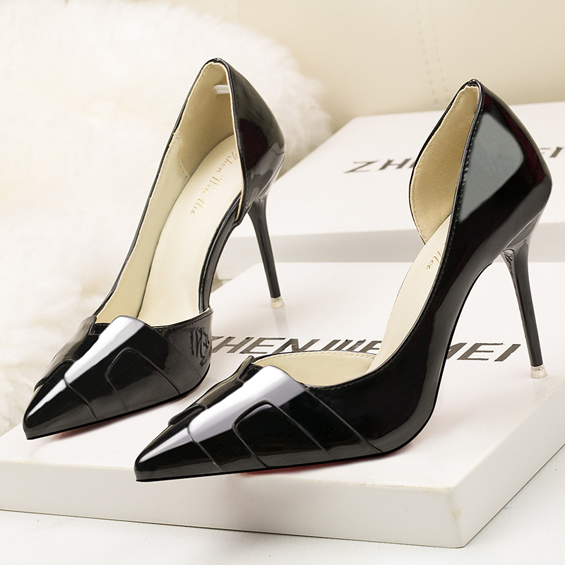 

Solid Women stiletto heel shoes Ladies dress high heels slip-on pointed toe pumps luxury designer foremost fashion lady formal footwear zy256, Black