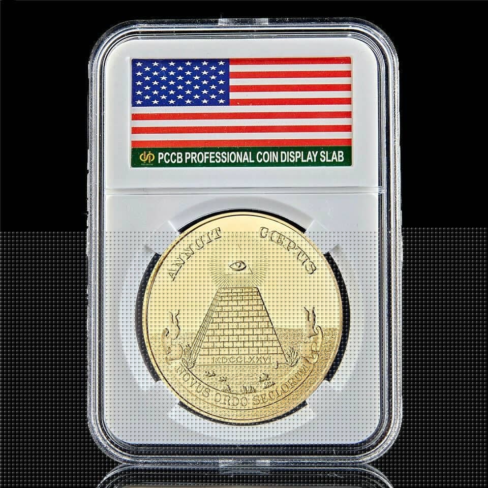 Annuit Coeptis Egyptian Pyramid Novus Ordo Seclorum Craft Gold Plated 1oz Masonic Coin Collection W/Pccb Box-image-522042173