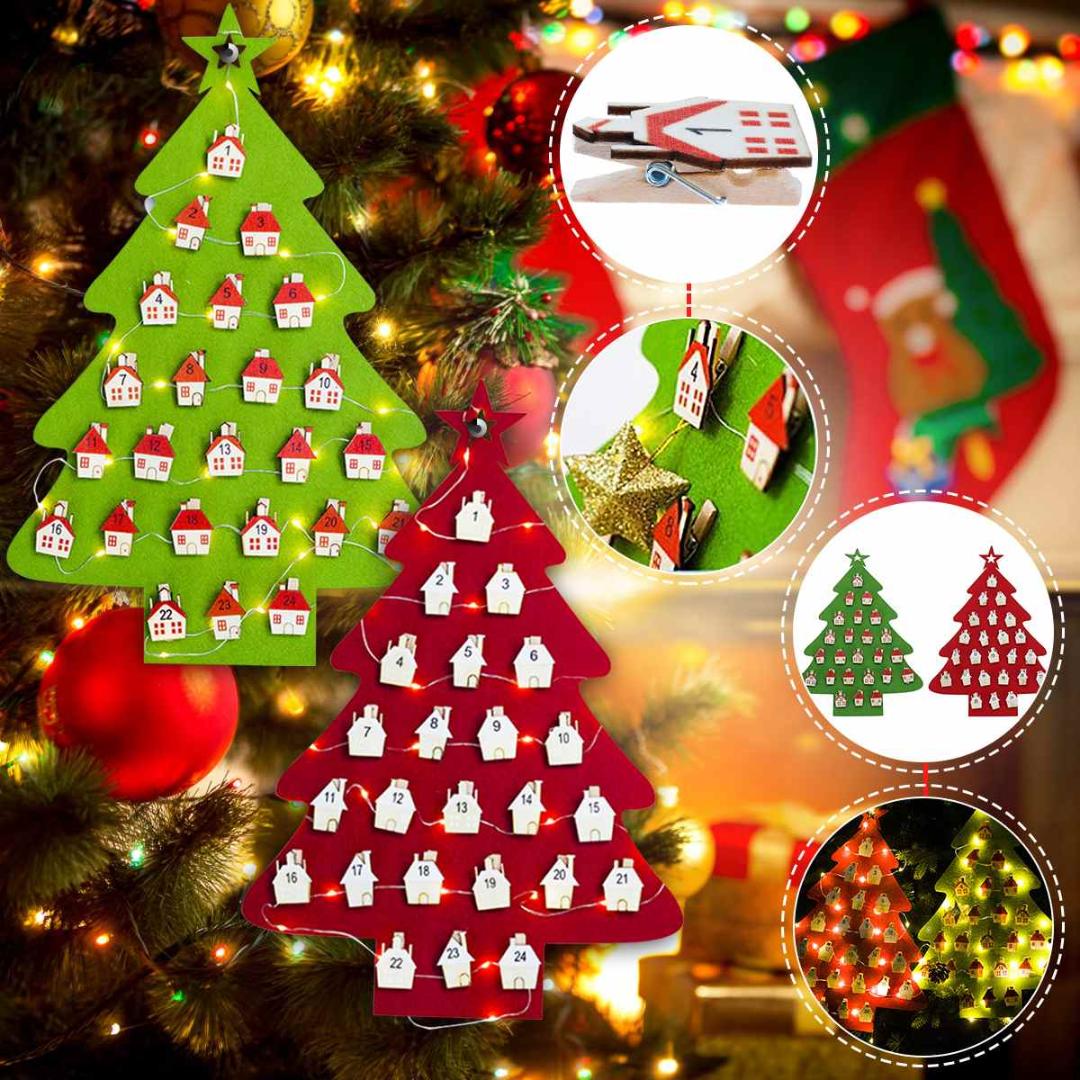 

DIY Christmas Tree Ornaments Advent Calendar Decorations Santa Claus Advent Countdown to Christmas Tree Wall Hanging Pendant