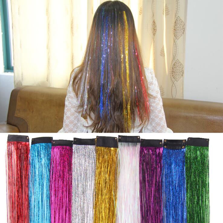 

9 Colors Metallic Glitter Tinsel Laser Fibre Hair Colorful Wig Hair Extension Accessories Party Stage Wig Festive Supplies