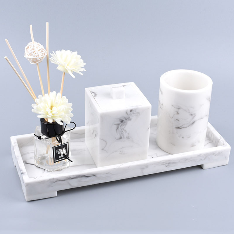 

Marbled Resin Storage Tray Jewelry Display Plate Cosmetic Sundries Organizer Hotel Restaurant Serving Tray for Decor