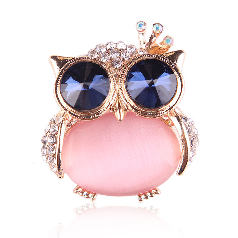 Crystal Brooches Pins For Women Cute Animal Owl Shape Badge Elegant Ladies Fashion Rhinestone Brooches 2020 New Fashion Wholesale-image-546543224
