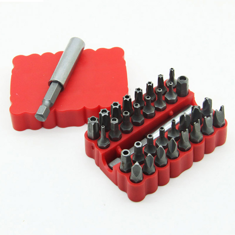 

33pcs 1/4" 6.35mm Security Bit Set Torq Torx Hex Star Spanner Tri Wing Electric Screwdrive Hex Bit Magnetic Holder