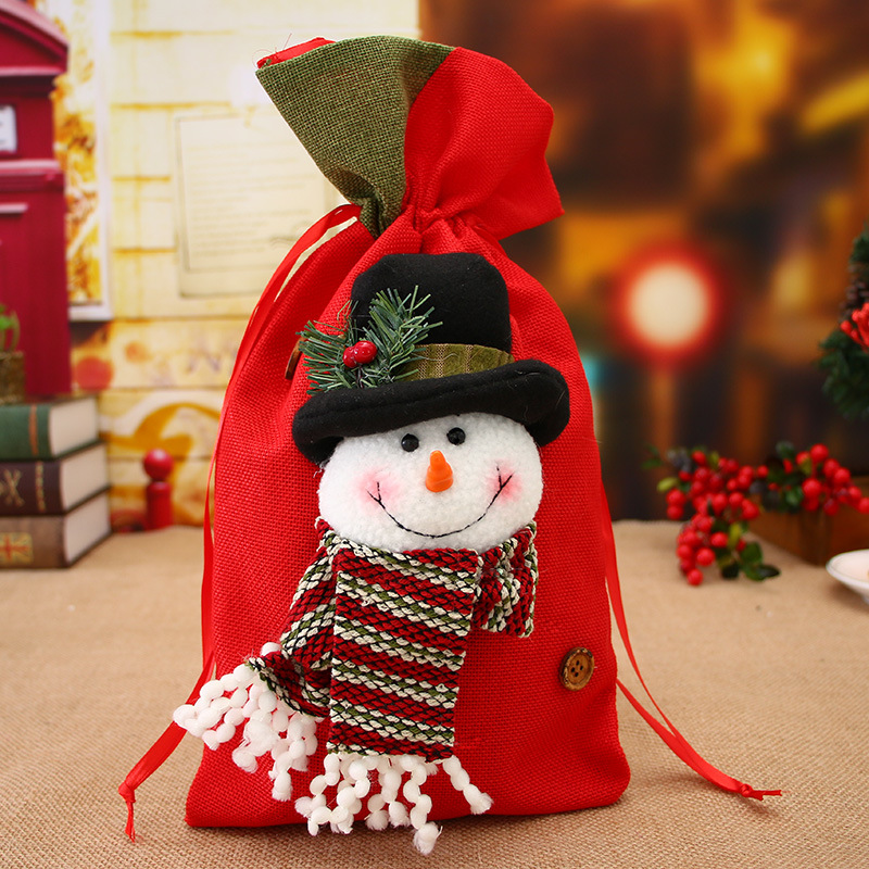 

1PCS Christmas Candy Bag Santa Snowman Elk Pattern Gift Bag Child Gift Packaging New Year Party Christmas Decoration supplies