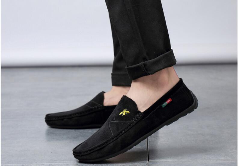 Rétro Hommes Gommino Mocassins en Cuir Véritable à Enfiler Pompons confort de conduite chaussures