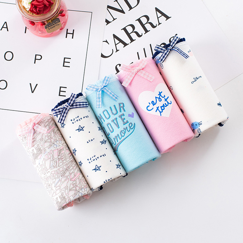 

5pcs/lot Women' Panties Cotton Girl Briefs Ladies Sexy Lingerie Underpants Stripes Female Underwear Women Intimate Panty 4XL, As picture show