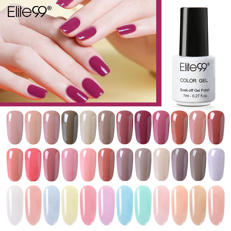

Elite99 7ML Translucent Jelly Nail Gel Polish Nude Series UV Gel Vernis Base Coat No Wipe Top Coat Lacquer Nail Art Manicure