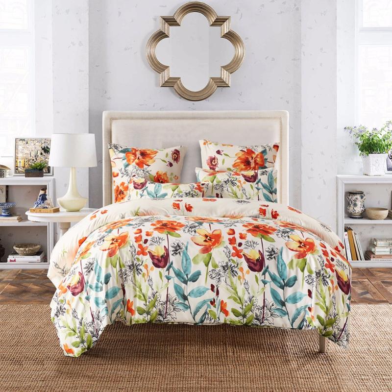

Nordic Design Jacquard Bedding Set Bedclothes Fashion Flower Duvet Cover Sets US Size Comfortable Bed Linen Set, No.07