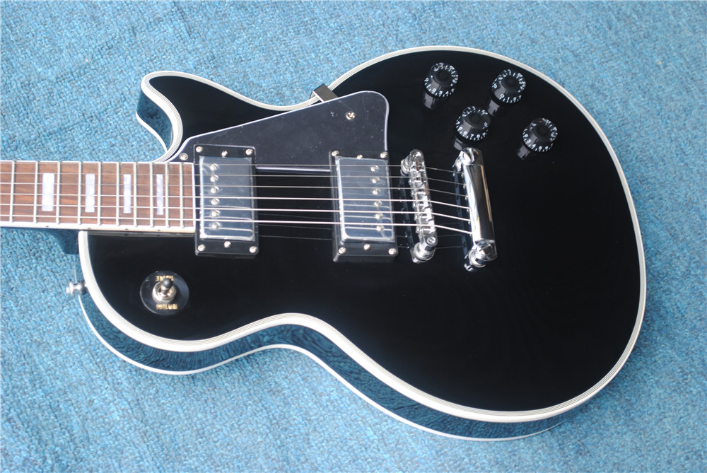 free delivery! Wholesale high quality LP custom shop black electric guitar rosewood fingerboard. chromium hardware. 2 pickups