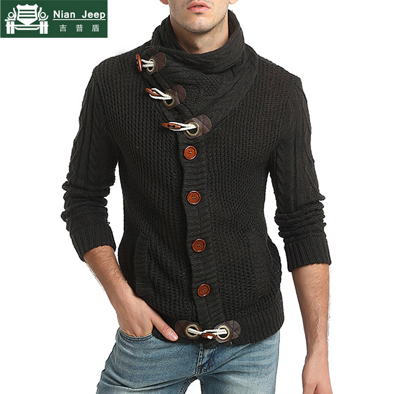 

2018 New Fashion Sweater Cardigan Men Brand Male Streetwear Slim Mens Sweater Horn Buckle Thick Sueter hombre Size -3XL