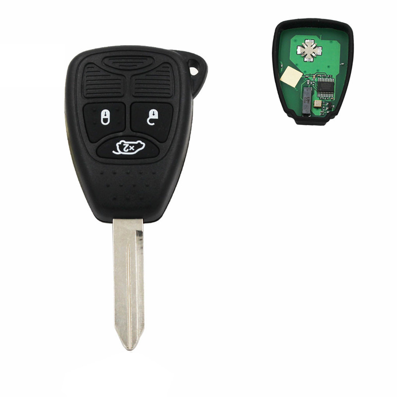 

3 Button Remote Key Smart Car Key for Chrysler for JEEP 300C C300 PT Cruiser Sebring Uncut Blade 433MHZ with ID46 Chip, Black