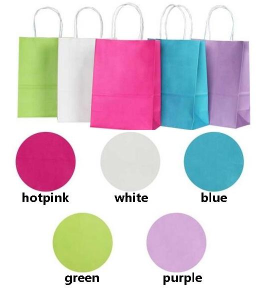 

50PCS DIY Multifunction soft color paper bag with handles/ 21x15x8cm/ Festival gift bag /High Quality shopping bags kraft paper