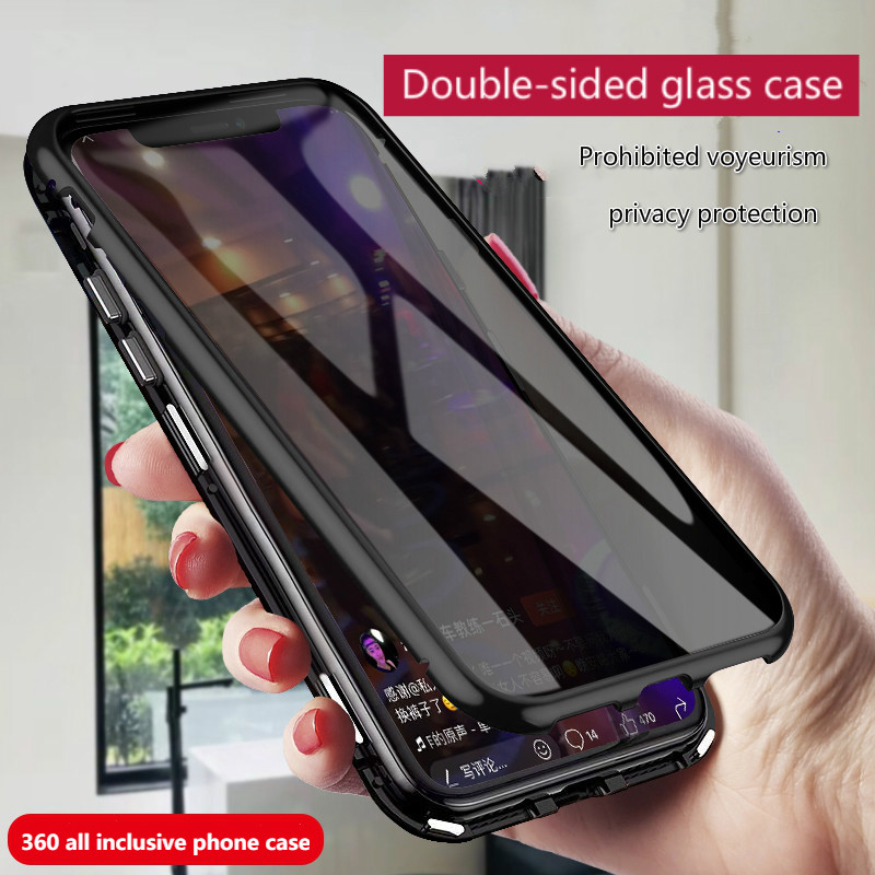 

iPhoneXS MAX anti-peep phone case XR magnetic Adsorption double-sided glass i7 8P all-inclusive protective cover for iphone 11pro max
