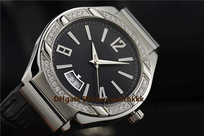

2019 Top Wristwatches Swiss 9015 Automatic Sapphire Crystal CNC carving Case Italy calfskin strap Diamond Bezel Date Display Mens Watch