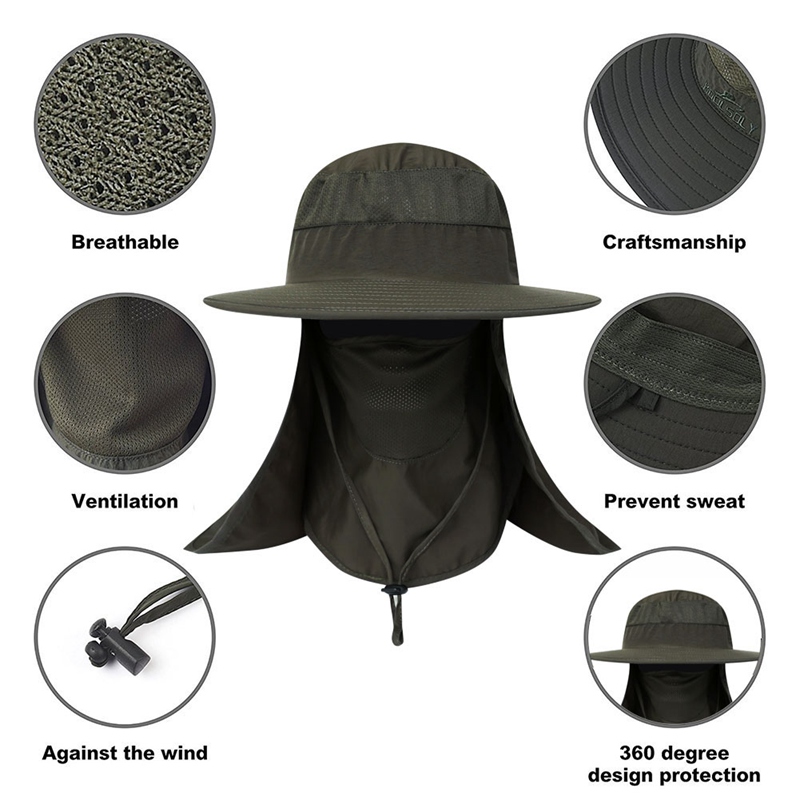 

Outdoor Flap Cap Foldable Portable Sunshade Mouth Neck Cover Sun Hat Sportswear Accessories With Chin Strap, As picture