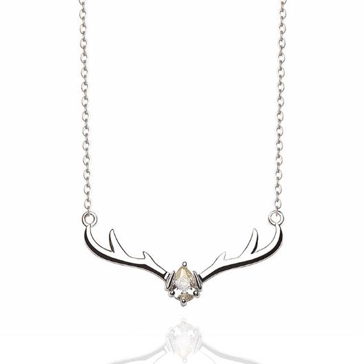 

Unique chain ladies necklace s925 standard silver fashion creative animal deer necklace antler collarbone chain
