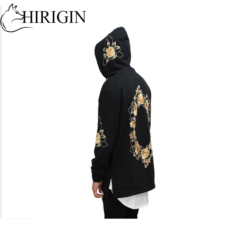 

New Style in Autumn 2017 Fashion Men Embroidery Print Hoodie Sweatshirt Hooded Tops Jacket Coat Outwear Pullover, Black