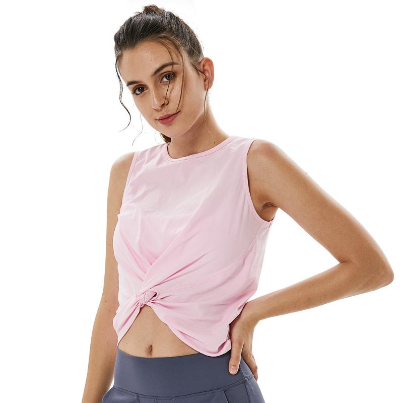 

Sport Top For Fitness Shirts Female Yoga Blouses Plus Size Cotton Solid Gym Woman Yoga Crop Tops Workout Sleeveless Casual Shirt, Pink
