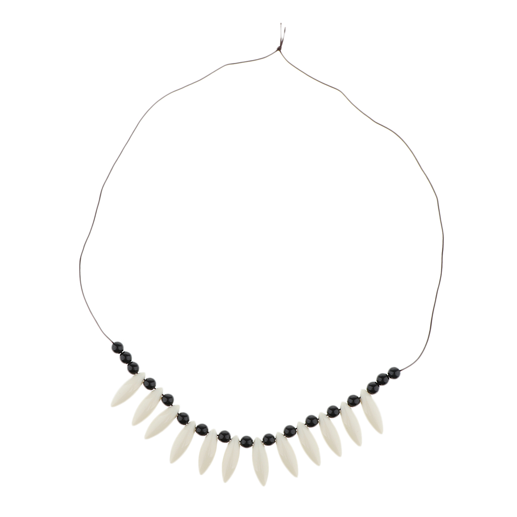 

Hawaii Tribal Imitation Bone Cord Necklace Savage Beads Pendants Costume, Silver