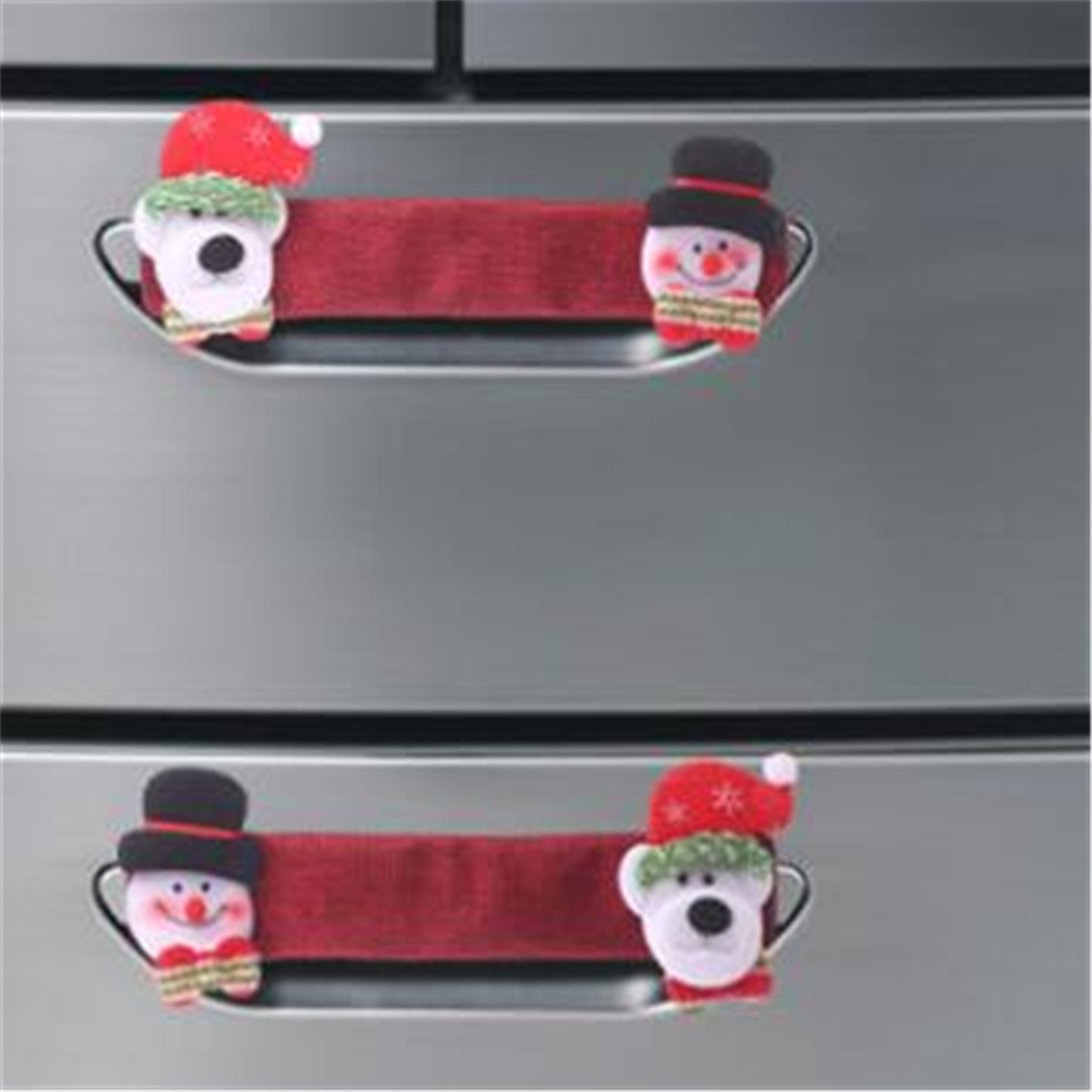 

Cute Christmas Ornaments Creative Cloth Door Handle Decor For Microwave Oven Refrigerator Door Handle Cover Christmas Pendant