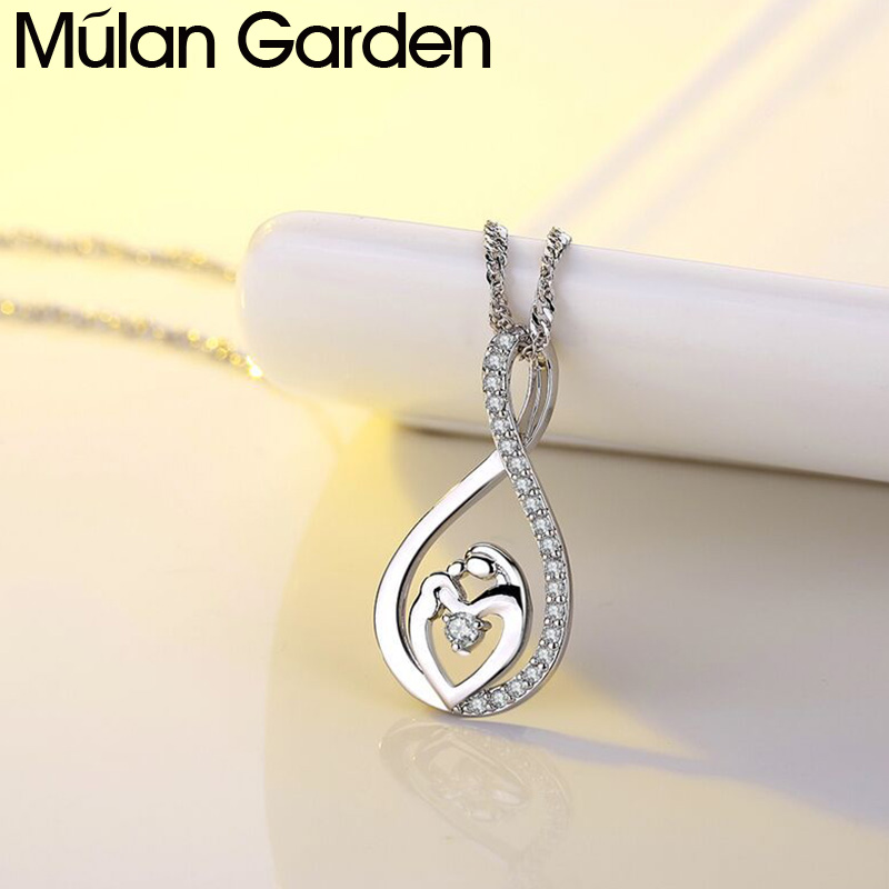 

M&G Gold Silver Heart Water Drop Pendant Choker Necklace Mother's Jewelry Gift Hot Sale Love Zircon Necklace Accessories