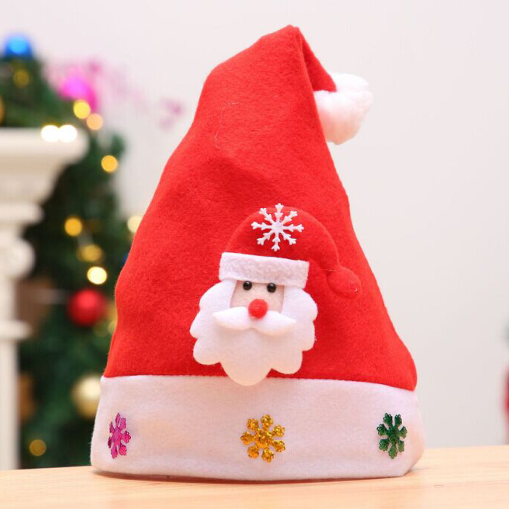 

Merry Christmas Party Santa Claus Hats Unisex Xmas Cap Shinning Navidad 2019 Kerst Natale Christmas decorations for home Kids A1