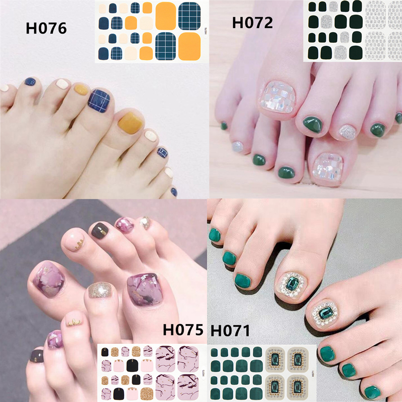 

2019 22tips Korea Toe Nail Sticker Wraps Adhesive Decals Toenail Polish Strips DIY Pedicure Foot Decals Manicure Women, Like photo showing