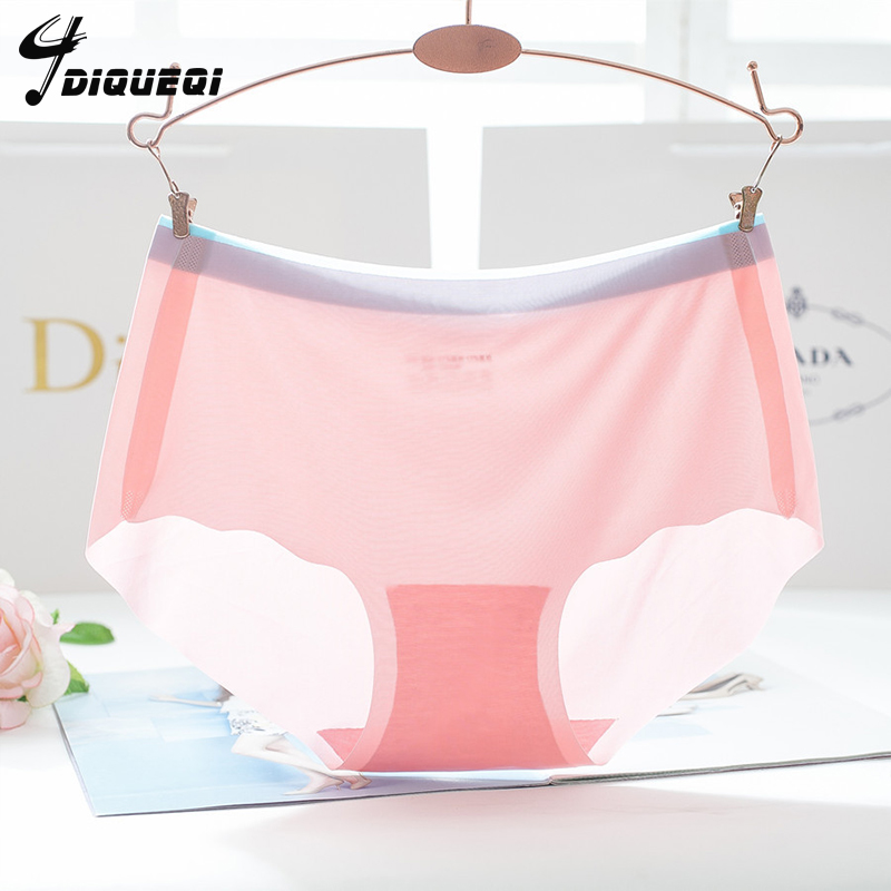 

High Quality Women's Seamless Panties Solid Ultra-thin Panties Underwear Women's Sexy low-Rise Ruffles Briefs Lingerie 2020 New, Pink