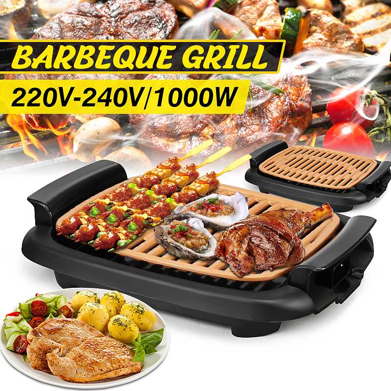 

220V Outdoor Portable Smokeless Electric Pan Grill BBQ Stove Electric Griddle Barbecue Temperature Mode for Home Camping