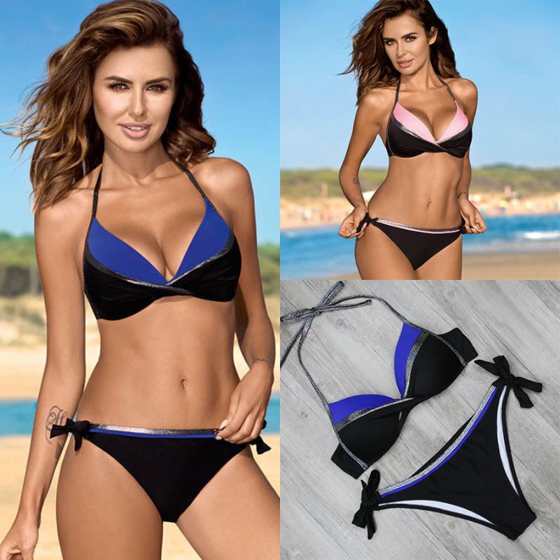 

ESSV 2020 New Sexy Bikinis Women Swimsuit Bikini Set Bathing Suits Swim Halter Push Up Bikini Set Plus Size Swimwear XXL, 08