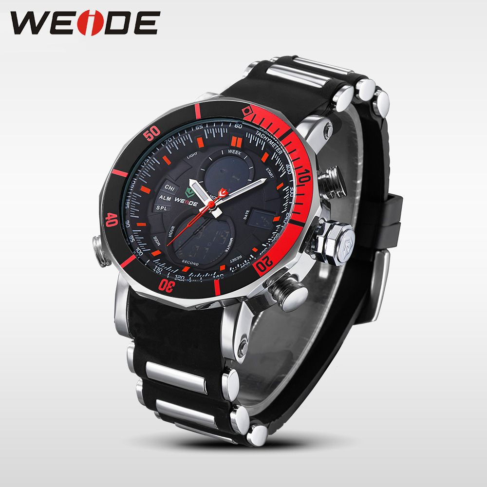 WEIDE Luxury Brand Analog Sports Digital numeral Date Men's Quartz Business Silicone Belt Watch Men Wristwatch Relogio Masculino