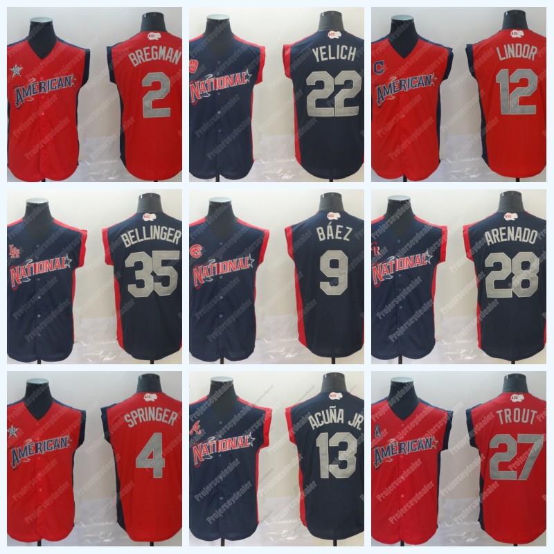 

9 Javier Baez 2019 All-Star Game Jersey Alex Bregman Lindor Ronald Acuña Jr. George Springer Christian Yelich Nolan Arenado Mookie Betts, 13 ronald acuña jr.