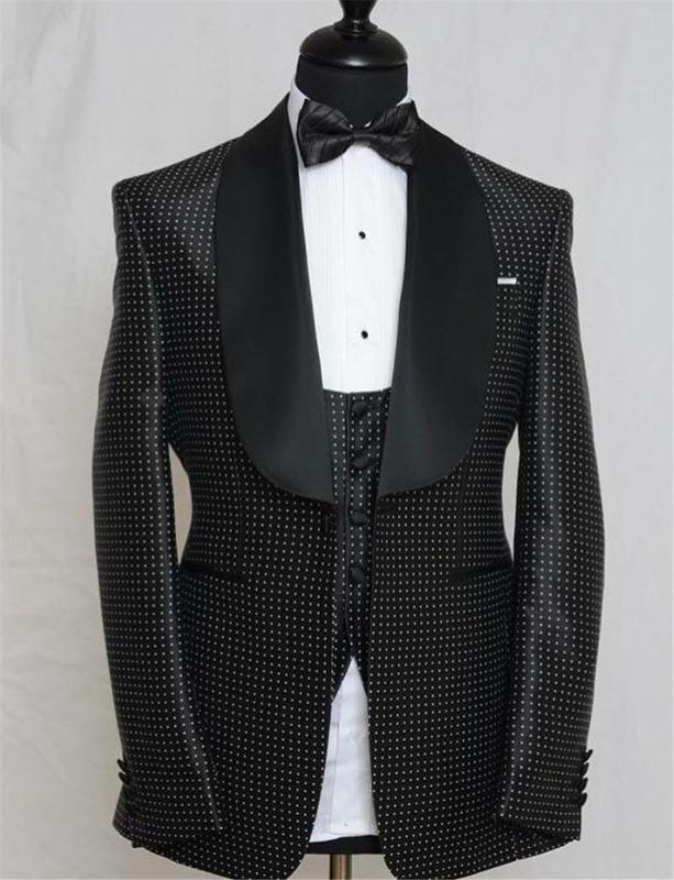 

2020 New Desig Groomsmen Shawl Lapel Groom Tuxedos One Button Men Suits Wedding Prom Dinner Best Man Blazer ( Jacket+Pants+Vest, Custom made