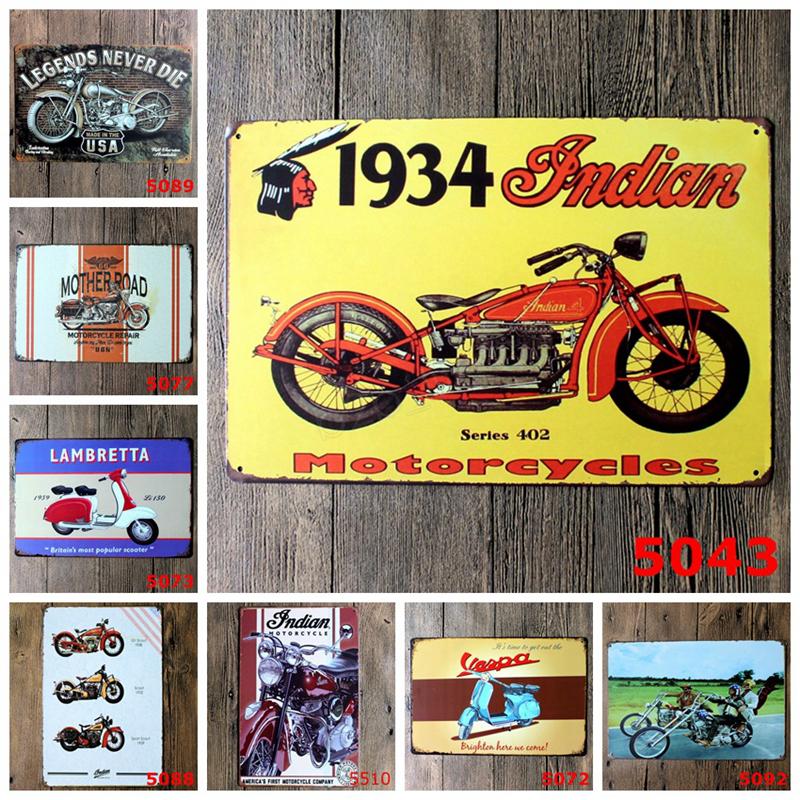 DESIGN 12 INDIAN MOTORCYCLE METAL TIN SIGNS vintage cafe pub bar garage bike