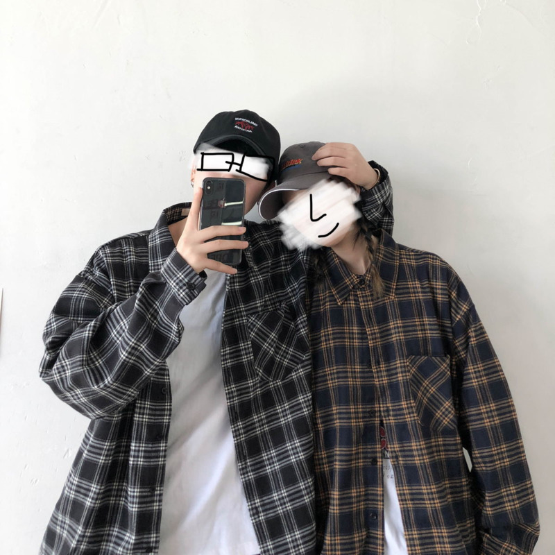 

Spring And Autumn Plaid Shirt Men' Fashion Retro Casual Shirt Men Streetwear Wild Loose Korean Long-sleeved Shirts Mens -XL, Red plaid