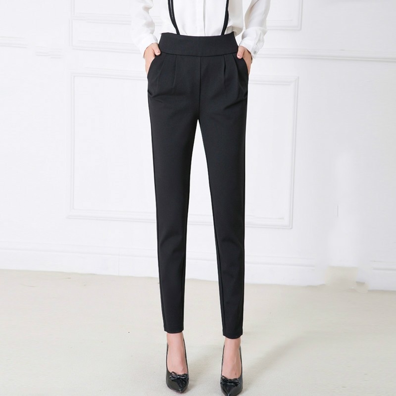 

Casual Women's Harem Pants Spring Summer Fashion Office Lady Ankle-length Trousers Female High Elastic Work Wear Pants Plus Size, Long pant