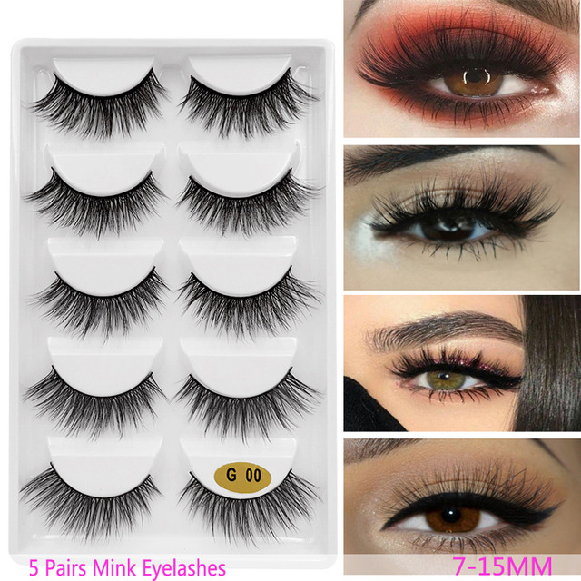 

New 3D 5 Pairs Mink Eyelashes Extension Makeup Natural Long False Eyelashes Fake Eye Lashes Mink Makeup Wholesale Lashes