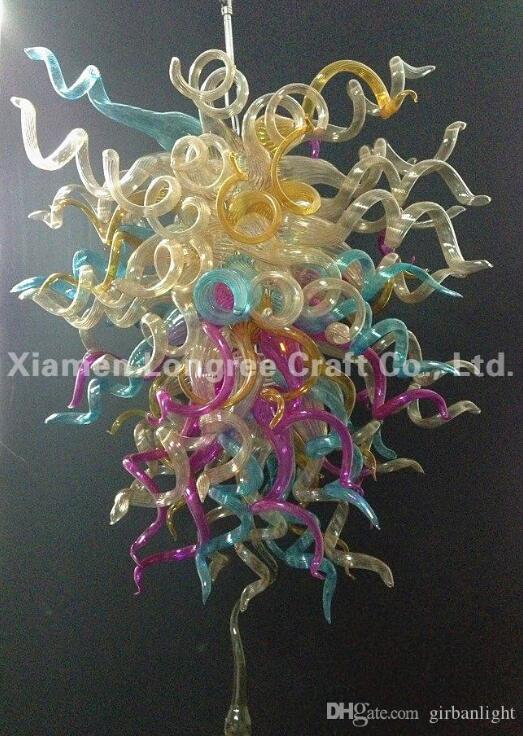 

Style Colorful Lamp Chandelier Light Modern Art Designed Foyer Decor Mouth Blown Glass Customized LED Chandeliers