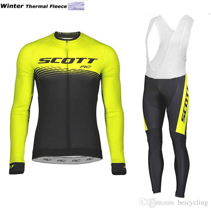 

2018 Thermal fleece Cycling Jersey Long Sleeve and Cycling bib Pants Cycling Kits Strap Ciclismo bicicletas MTB Sports Wear B18111001, Black;red