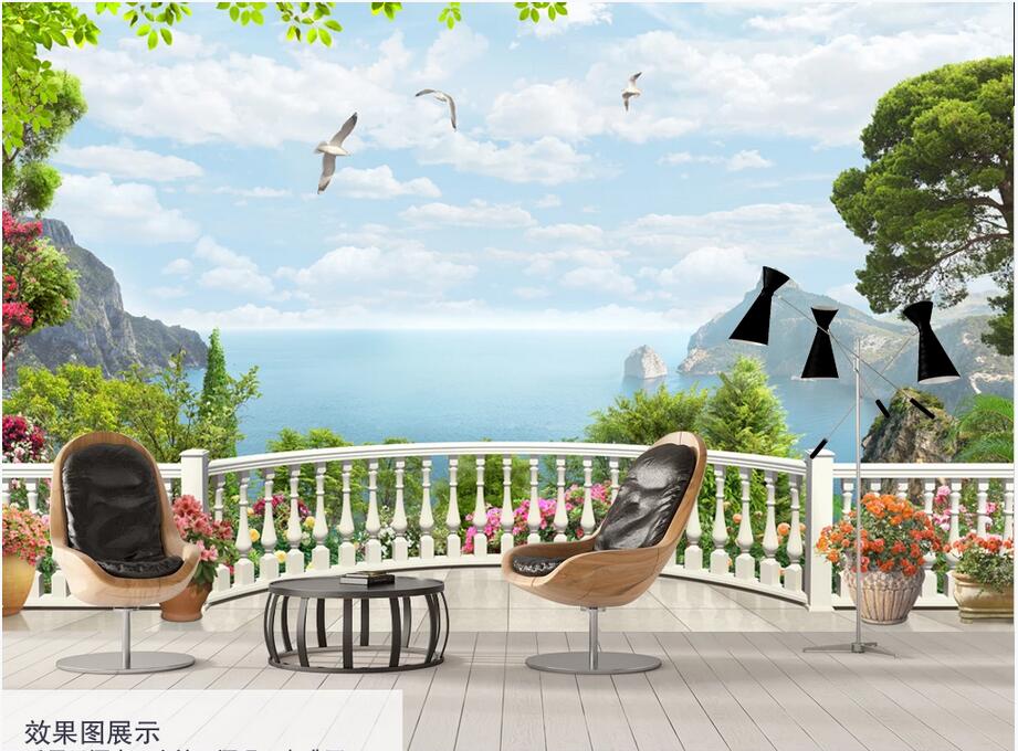 

custom photo 3d wallpaper Sea seagull sky landscape background wall decoration painting art pictures home decor wall art 3d stickers, Non-woven wallpaper